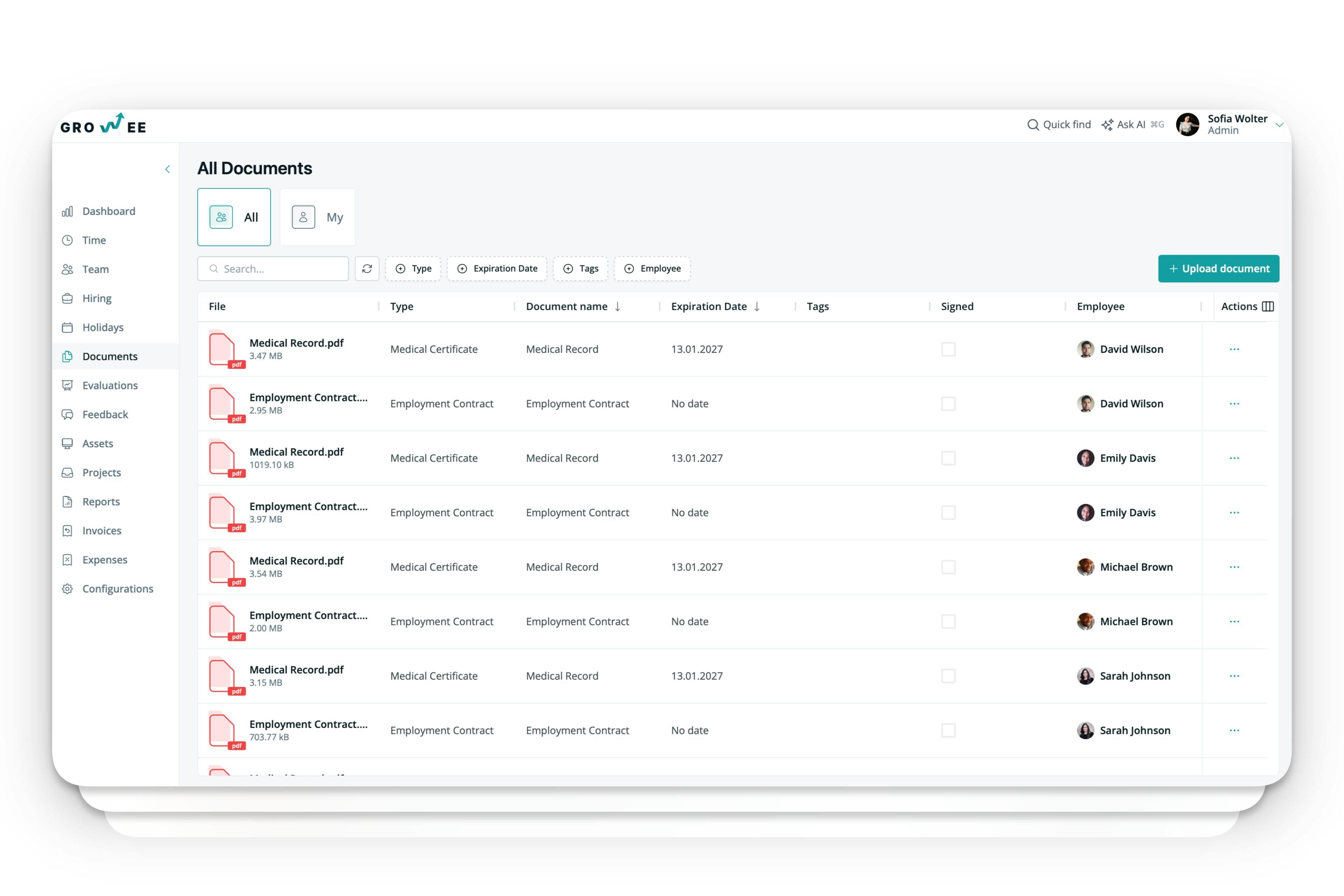 All documents organized in Growee