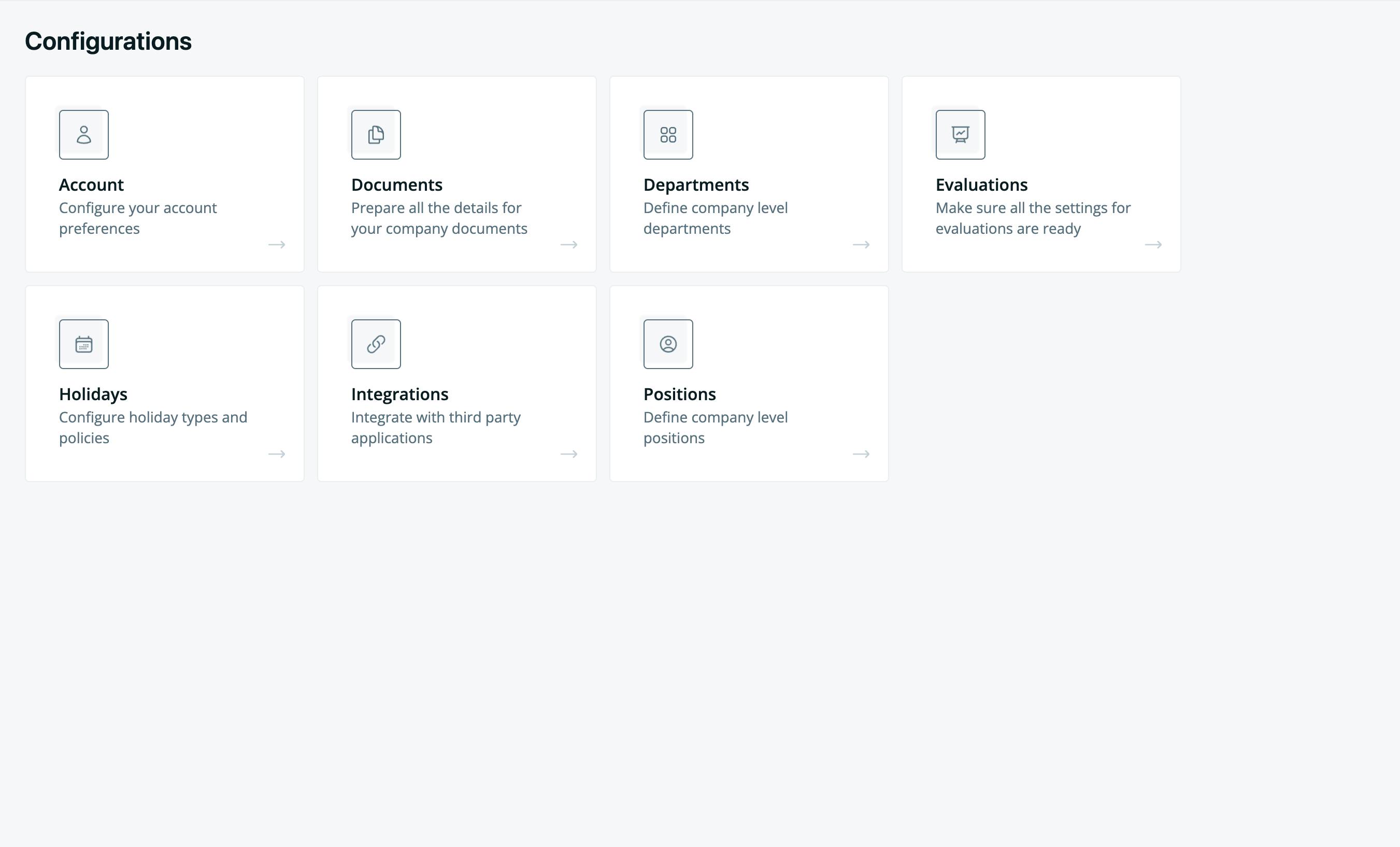 Configurations page