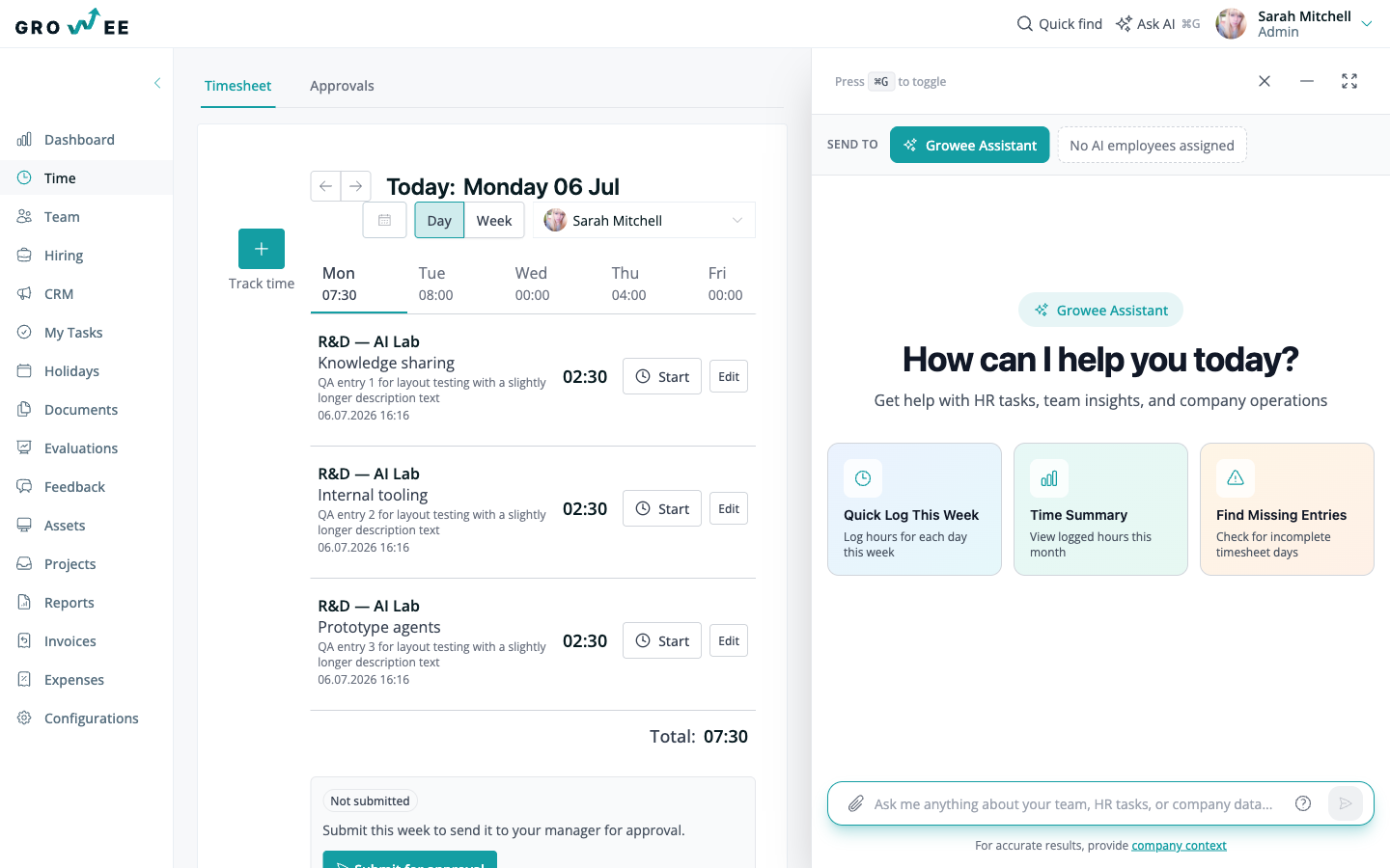 The Ask AI assistant panel